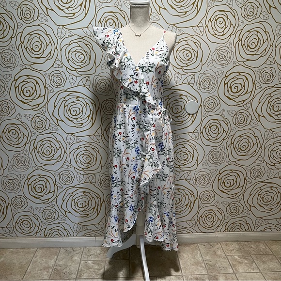 Lucy Paris floral asymmetrical high low dress with ruffles. - Picture 2 of 6